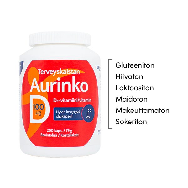 Aurinko D-vitamiini 100 µg