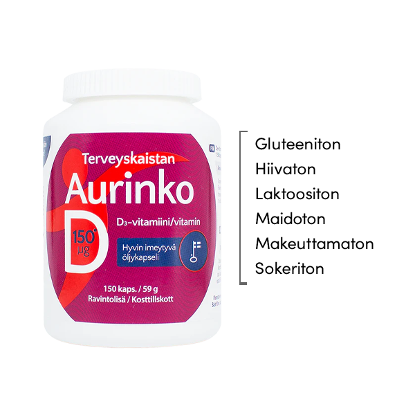 Aurinko D-vitamiini 150 µg