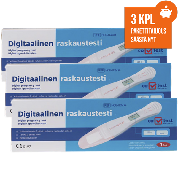 Digitaalinen raskaustesti 3 kpl PAKETTITARJOUS!