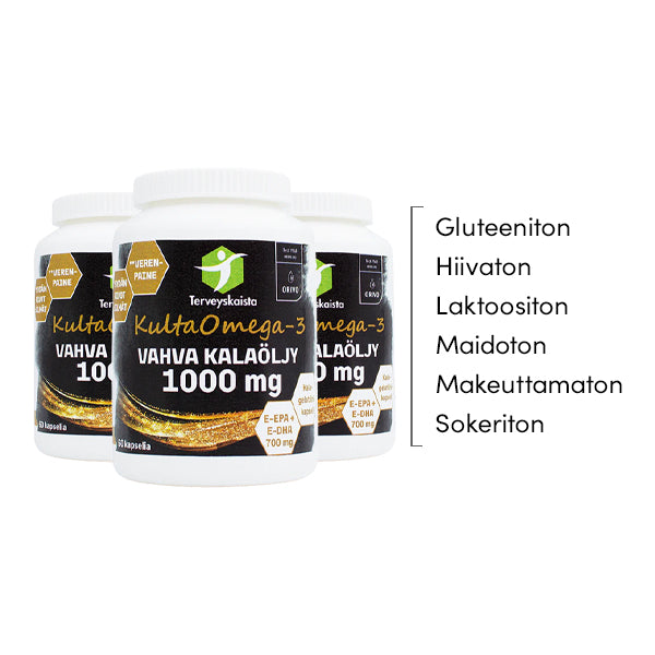 KultaOmega-3 Vahva kalaöljy 1000 mg 60 kaps. 3 kpl PAKETTITARJOUS!