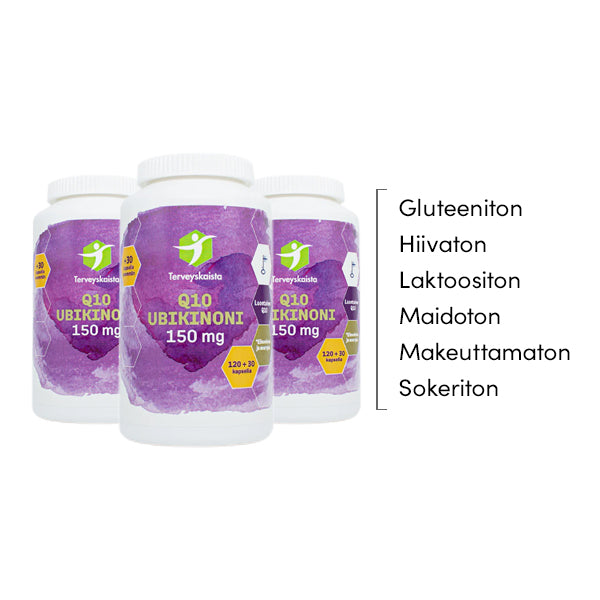 Ubikinoni 150 mg (150 kaps.) 3 kpl PAKETTITARJOUS!