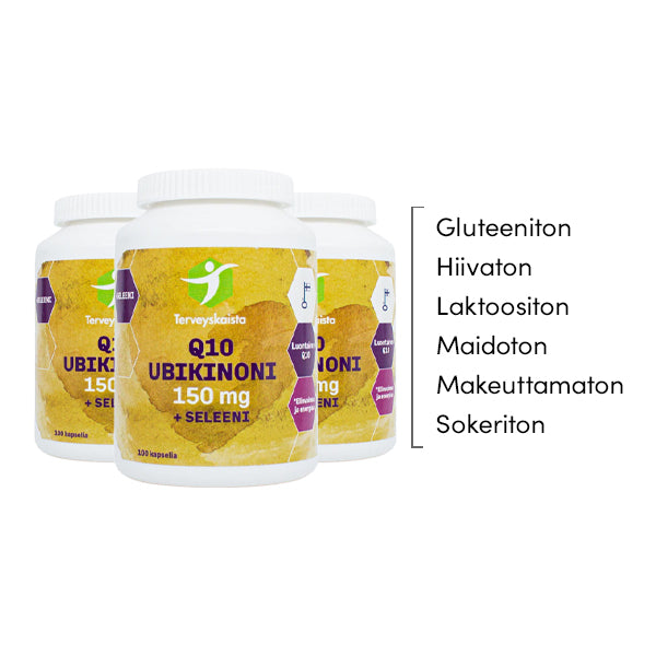 Ubikinoni 150 mg + seleeni + C-vitamiini 3 kpl PAKETTITARJOUS!