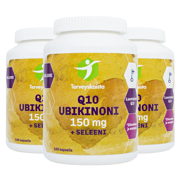 Ubikinoni 150 mg + seleeni + C-vitamiini 3 kpl PAKETTITARJOUS!